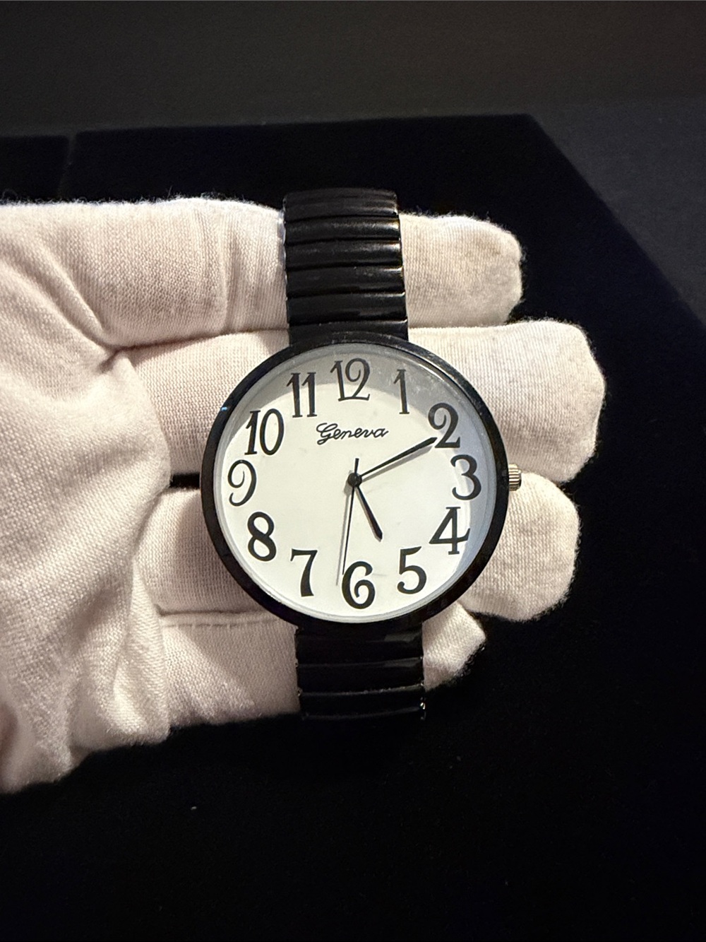 Geneva Black & White Easy-Read Analog Watch